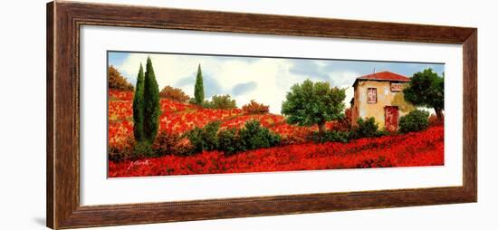 I Papaveri Sulle Colline-Guido Borelli-Framed Art Print