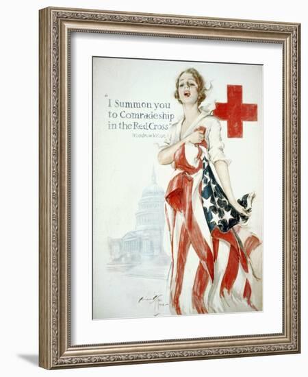 I Summon You to Comradeship in the Red Cross, Woodrow Wilson-Harrison Fisher-Framed Art Print