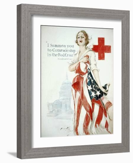 I Summon You to Comradeship in the Red Cross, Woodrow Wilson-Harrison Fisher-Framed Art Print