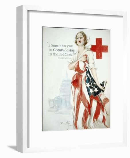 I Summon You to Comradeship in the Red Cross, Woodrow Wilson-Harrison Fisher-Framed Art Print