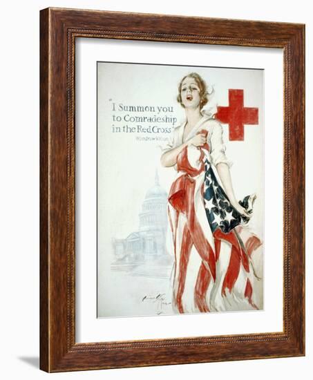 I Summon You to Comradeship in the Red Cross, Woodrow Wilson-Harrison Fisher-Framed Art Print