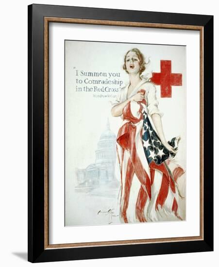 I Summon You to Comradeship in the Red Cross, Woodrow Wilson-Harrison Fisher-Framed Art Print