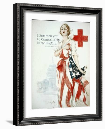 I Summon You to Comradeship in the Red Cross, Woodrow Wilson-Harrison Fisher-Framed Art Print