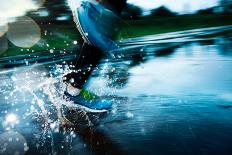 Single Runner Running in Rain-I T A L O-Framed Photographic Print