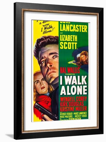 I WALK ALONE, Lizabeth Scott, Burt Lancaster, Kirk Douglas, 1948-null-Framed Art Print