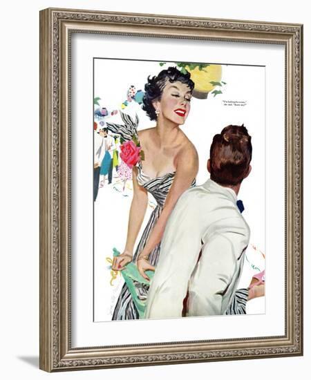 I Want A Man  - Saturday Evening Post "Leading Ladies", April 15, 1950 pg.40-Joe deMers-Framed Giclee Print