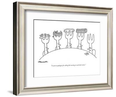 I want to apologize for calling this meeting on such short notice." - New  Yorker Cartoon' Premium Giclee Print - Charles Barsotti | Art.com