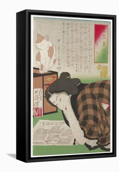 I Want to Cancel My Subscription, January 1878 (Woodblock Print)-Tsukioka Yoshitoshi-Framed Premier Image Canvas