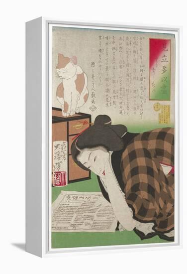 I Want to Cancel My Subscription, January 1878 (Woodblock Print)-Tsukioka Yoshitoshi-Framed Premier Image Canvas