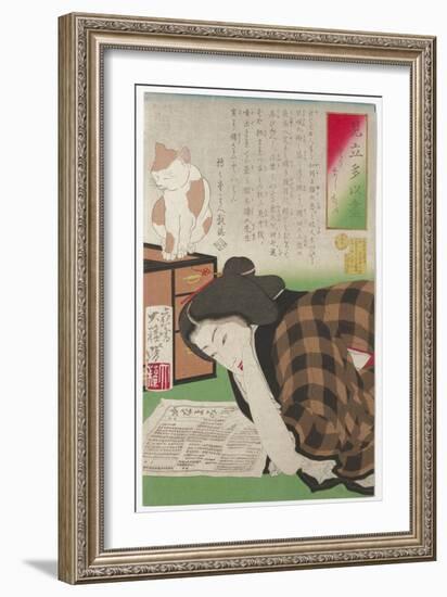 I Want to Cancel My Subscription, January 1878 (Woodblock Print)-Tsukioka Yoshitoshi-Framed Giclee Print