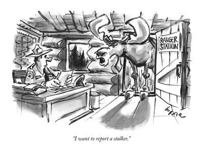 I want to report a stalker." - New Yorker Cartoon' Premium Giclee Print -  Lee Lorenz | Art.com