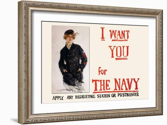 I Want You for the Navy, c.1917-Howard Chandler Christy-Framed Art Print