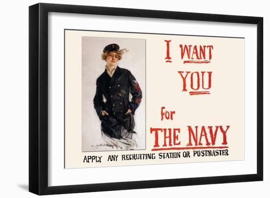 I Want You for the Navy, c.1917-Howard Chandler Christy-Framed Art Print