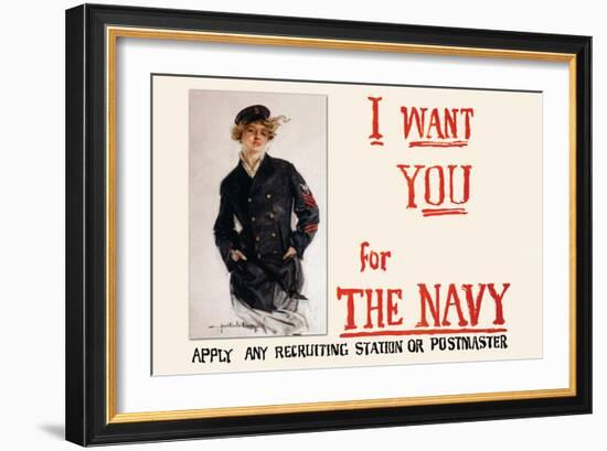 I Want You for the Navy, c.1917-Howard Chandler Christy-Framed Art Print