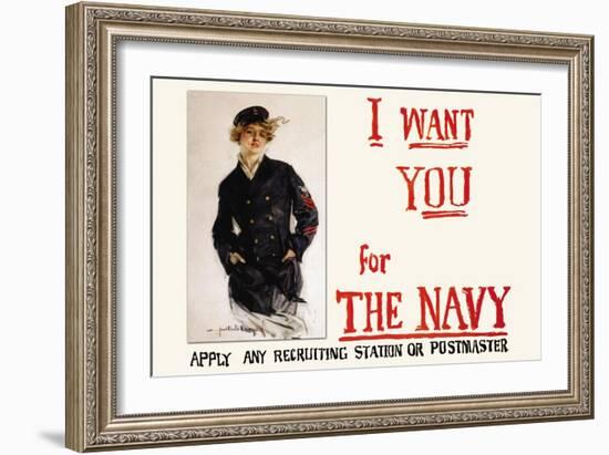 I Want You for the Navy, c.1917-Howard Chandler Christy-Framed Art Print