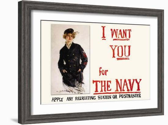 I Want You for the Navy, c.1917-Howard Chandler Christy-Framed Art Print