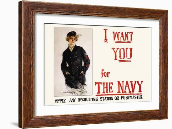 I Want You for the Navy, c.1917-Howard Chandler Christy-Framed Art Print