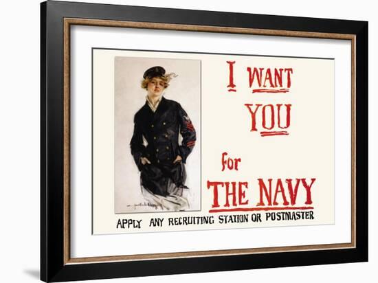 I Want You for the Navy, c.1917-Howard Chandler Christy-Framed Art Print