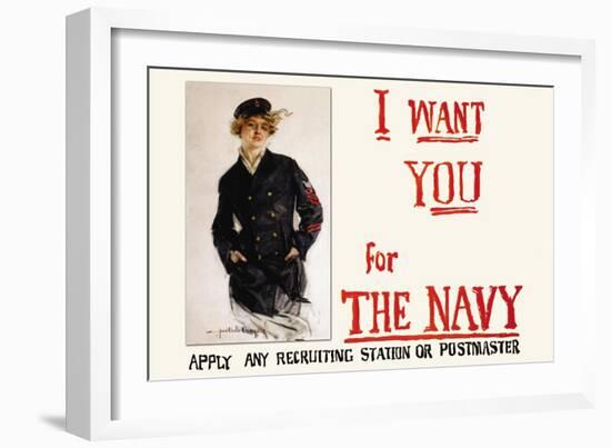 I Want You for the Navy, c.1917-Howard Chandler Christy-Framed Art Print