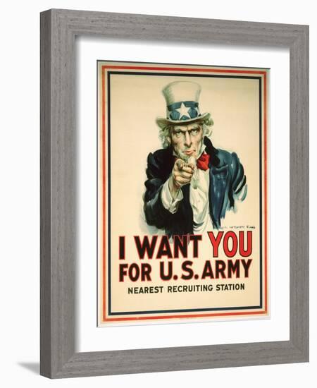 I Want You for the U.S. Army Recruitment Poster-James Montgomery Flagg-Framed Premium Giclee Print