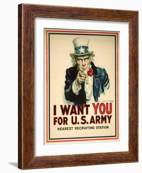 I Want You for the U.S. Army Recruitment Poster-James Montgomery Flagg-Framed Giclee Print