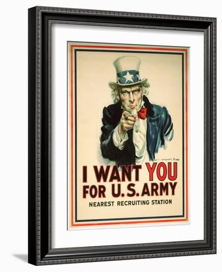 I Want You for the U.S. Army Recruitment Poster-James Montgomery Flagg-Framed Giclee Print