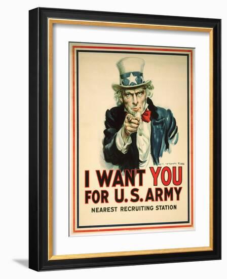 I Want You for the U.S. Army Recruitment Poster-James Montgomery Flagg-Framed Giclee Print