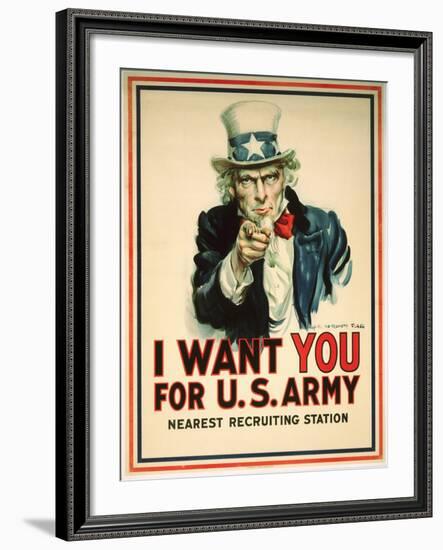 I Want You for the U.S. Army Recruitment Poster-James Montgomery Flagg-Framed Giclee Print