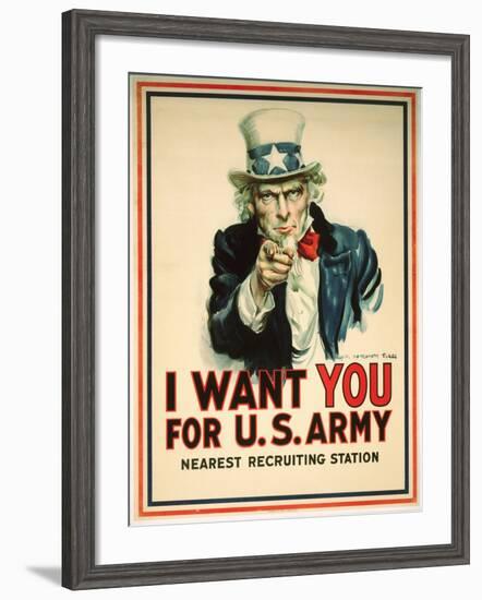 I Want You for the U.S. Army Recruitment Poster-James Montgomery Flagg-Framed Giclee Print