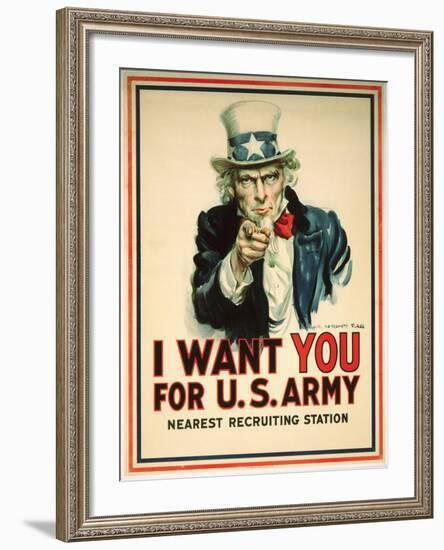 I Want You for the U.S. Army Recruitment Poster-James Montgomery Flagg-Framed Giclee Print