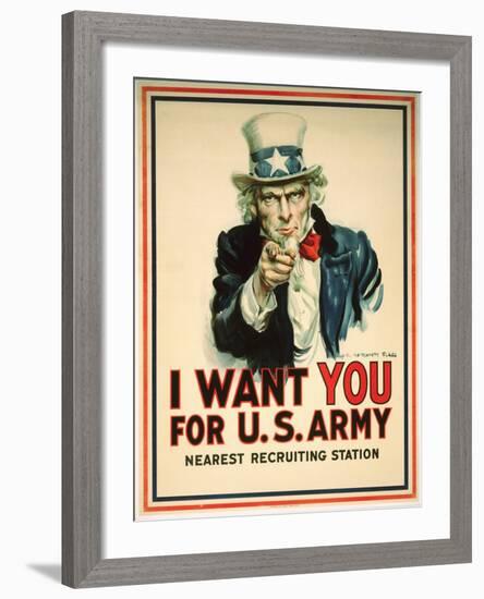 I Want You for the U.S. Army Recruitment Poster-James Montgomery Flagg-Framed Giclee Print