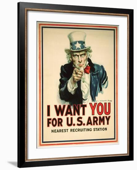 I Want You for the U.S. Army Recruitment Poster-James Montgomery Flagg-Framed Giclee Print