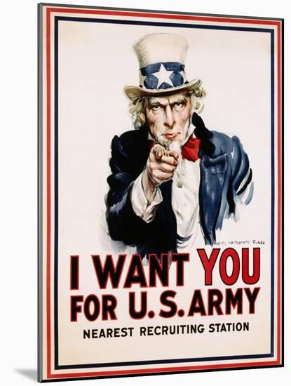 I Want You for the U.S. Army, Recruitment-James Montgomery Flagg-Mounted Giclee Print