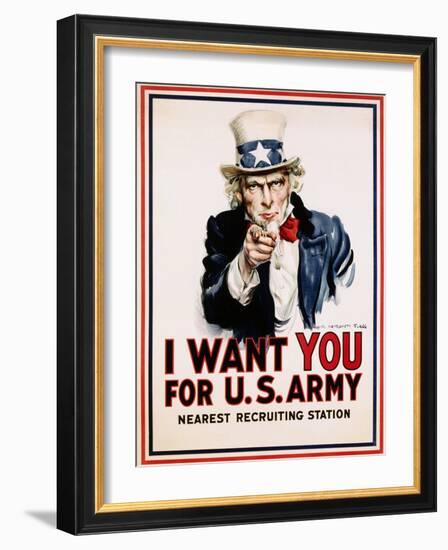 I Want You for the U.S. Army, Recruitment-James Montgomery Flagg-Framed Giclee Print