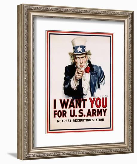 I Want You for the U.S. Army, Recruitment-James Montgomery Flagg-Framed Giclee Print