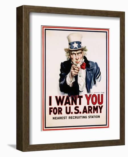 I Want You for the U.S. Army, Recruitment-James Montgomery Flagg-Framed Giclee Print