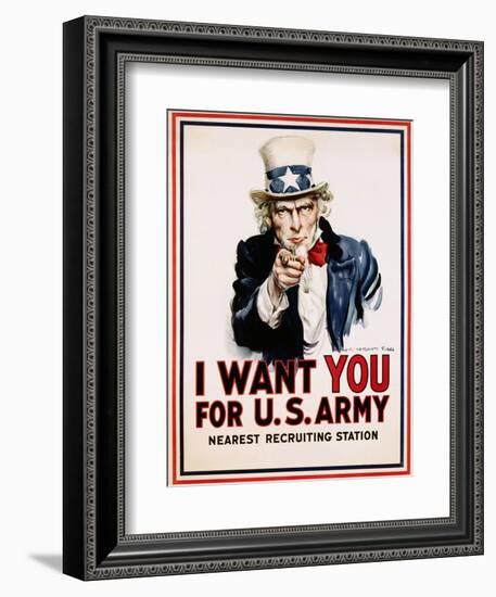 I Want You for the U.S. Army, Recruitment-James Montgomery Flagg-Framed Giclee Print