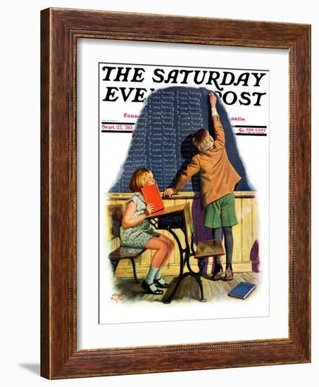 "'I Was Tardy'," Saturday Evening Post Cover, September 27, 1930-Alan Foster-Framed Giclee Print