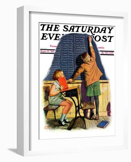 "'I Was Tardy'," Saturday Evening Post Cover, September 27, 1930-Alan Foster-Framed Giclee Print