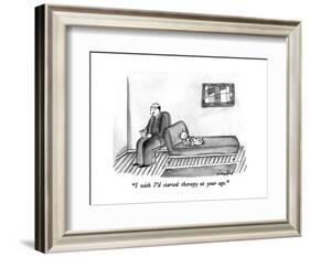 "I wish I'd started therapy at your age." - New Yorker Cartoon-Victoria Roberts-Framed Premium Giclee Print