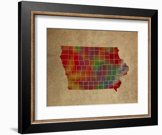 IA Colorful Counties-Red Atlas Designs-Framed Giclee Print