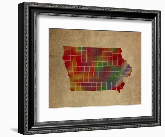 IA Colorful Counties-Red Atlas Designs-Framed Giclee Print