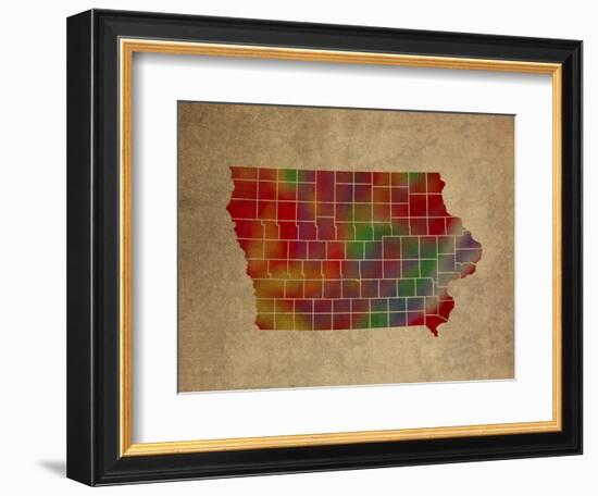 IA Colorful Counties-Red Atlas Designs-Framed Giclee Print