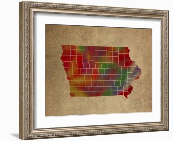 IA Colorful Counties-Red Atlas Designs-Framed Giclee Print