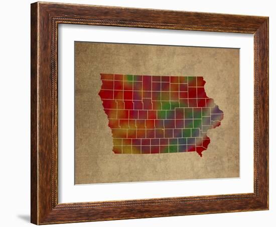 IA Colorful Counties-Red Atlas Designs-Framed Giclee Print