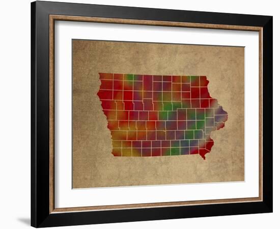 IA Colorful Counties-Red Atlas Designs-Framed Giclee Print