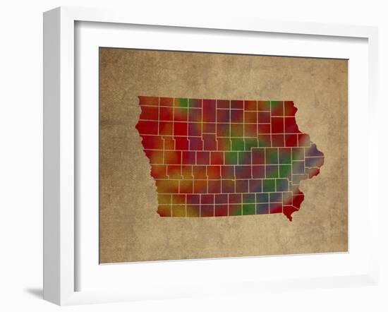 IA Colorful Counties-Red Atlas Designs-Framed Giclee Print