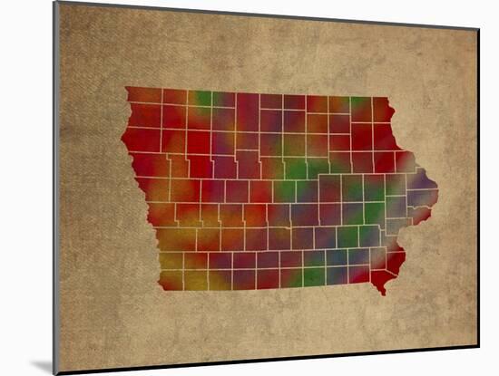 IA Colorful Counties-Red Atlas Designs-Mounted Giclee Print