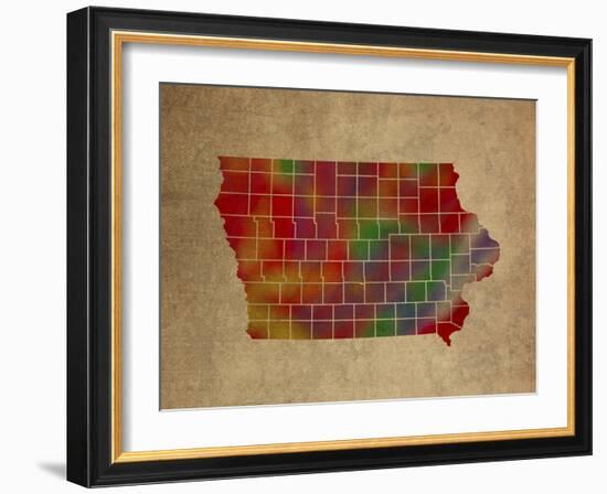 IA Colorful Counties-Red Atlas Designs-Framed Giclee Print