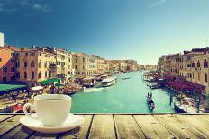 Coffee on Table and Venice in Sunset Time, Italy-Iakov Kalinin-Photographic Print
